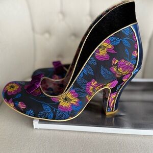 Floral Velvet Women's Shoes unique Victorian heels